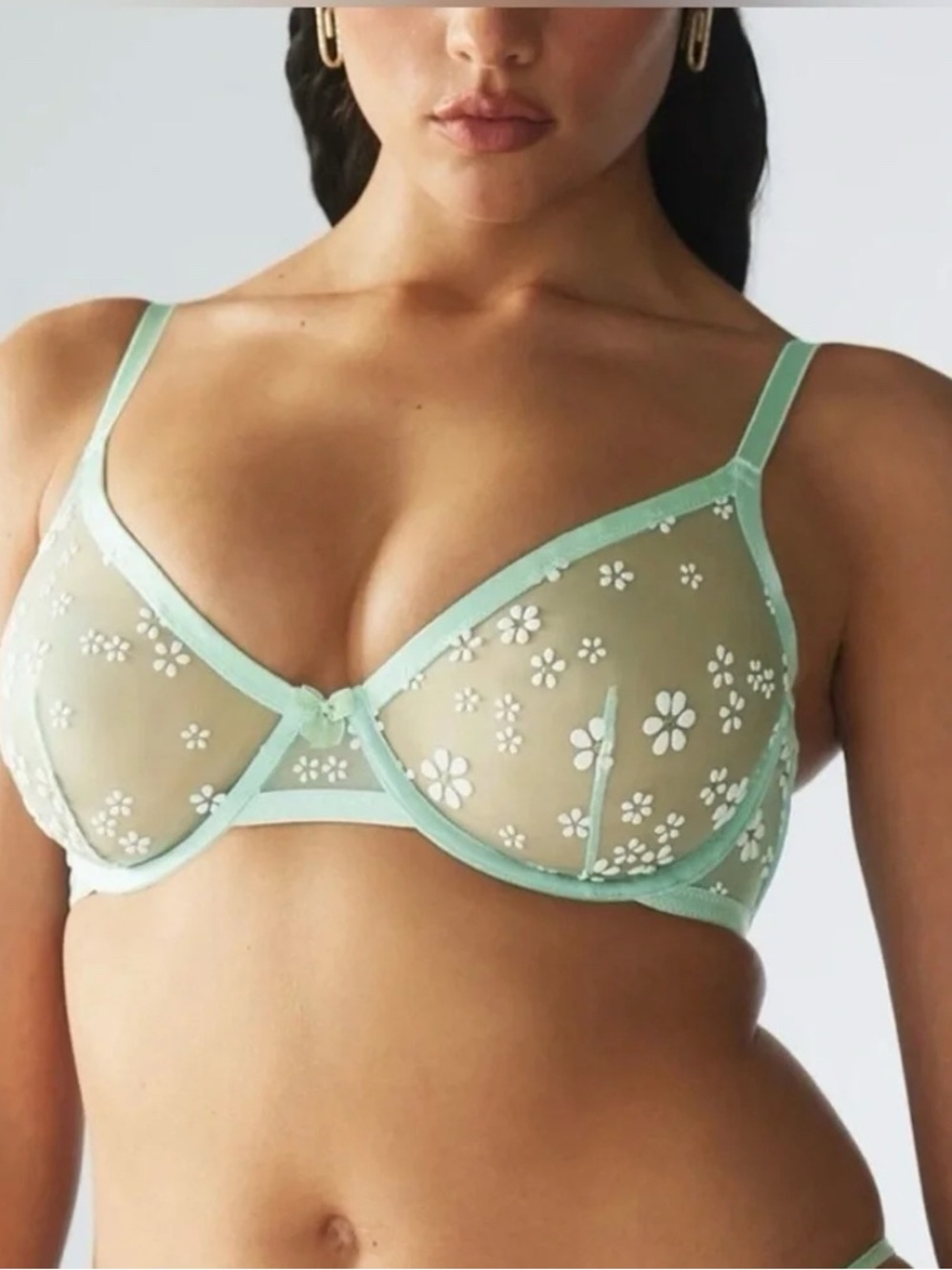 Savage X Fenty Sheer Floral Underwire Bra in Mint